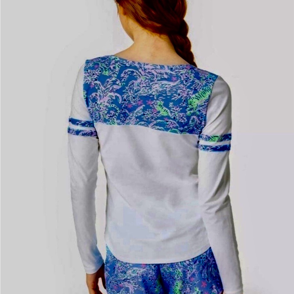 Lilly Pulitzer Floral Blue and White Women's Top